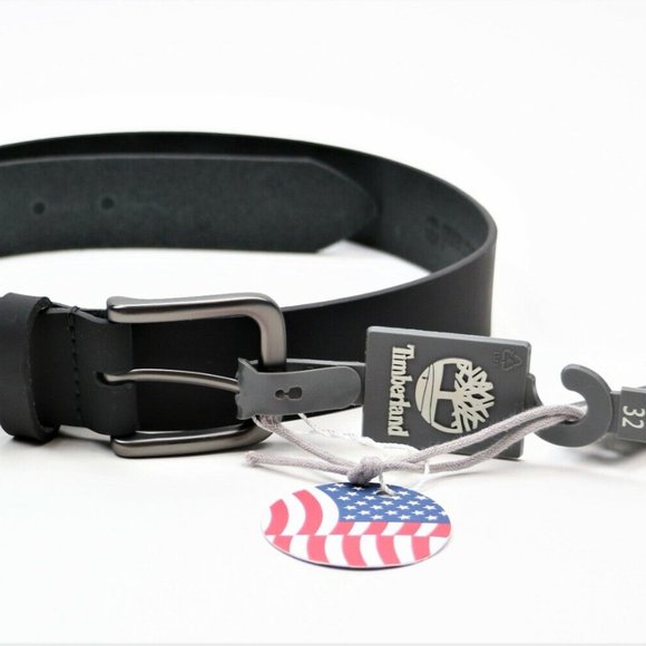 Timberland Size 34 Men's Classic Leather Belt Made in USA Black New - Picture 7 of 8